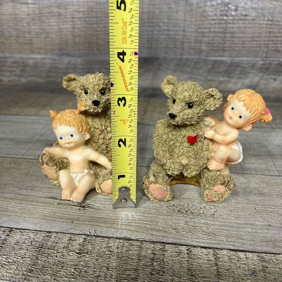 Baby Bear Figurines Holiday Animal Decor Figures Set of 2 - Picture 2 of 9